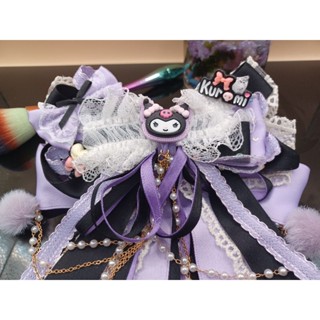 髮夾💘浮誇系三麗鷗庫洛米蘿莉塔蕾絲多層大蝴蝶緞帶彈簧夾