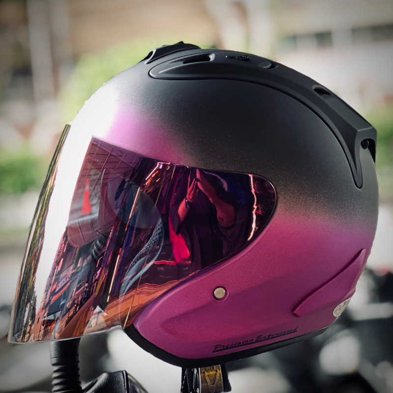 AXN 安全帽 3/4罩 R帽 R6 雙色 漸層 噴漆 雙導流 多層膜鏡片 消光黑噴漆紫