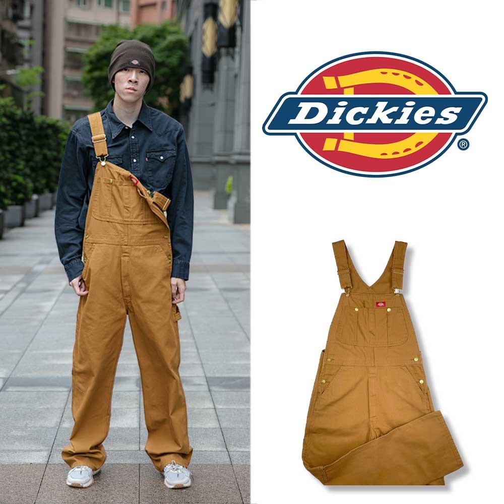 現貨 Dickies 吊帶褲  淡棕色 DB100 連身裝 男女皆可 大反摺褲 滑板風 吊帶褲