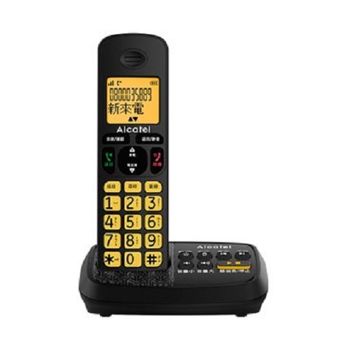 ALCATEL 阿爾卡特 中文顯示數位無線答錄話機TA500TW(黑) 數位電話
