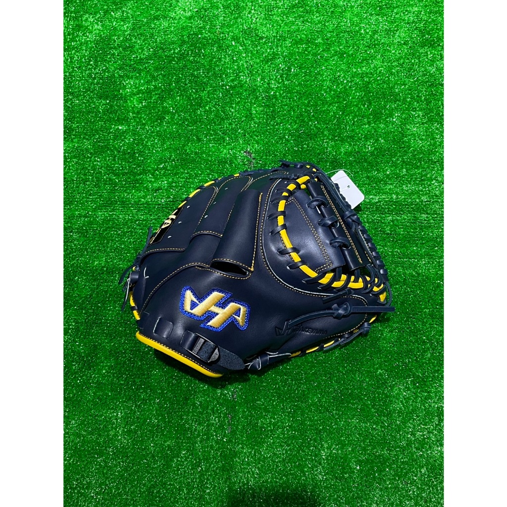 棒球世界 全新特殊蛇腹設計樣式~HA hatakeyama 北美硬式牛皮 捕手手套 特價深藍色
