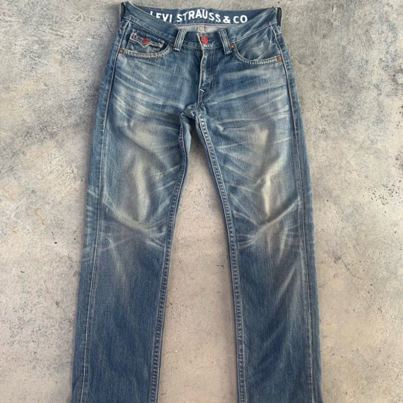 Edc🎱Levi’s 502 dirty vintage jeans W30皮標 穿搭休閒 牛仔褲 美式丹寧 絕版 古著