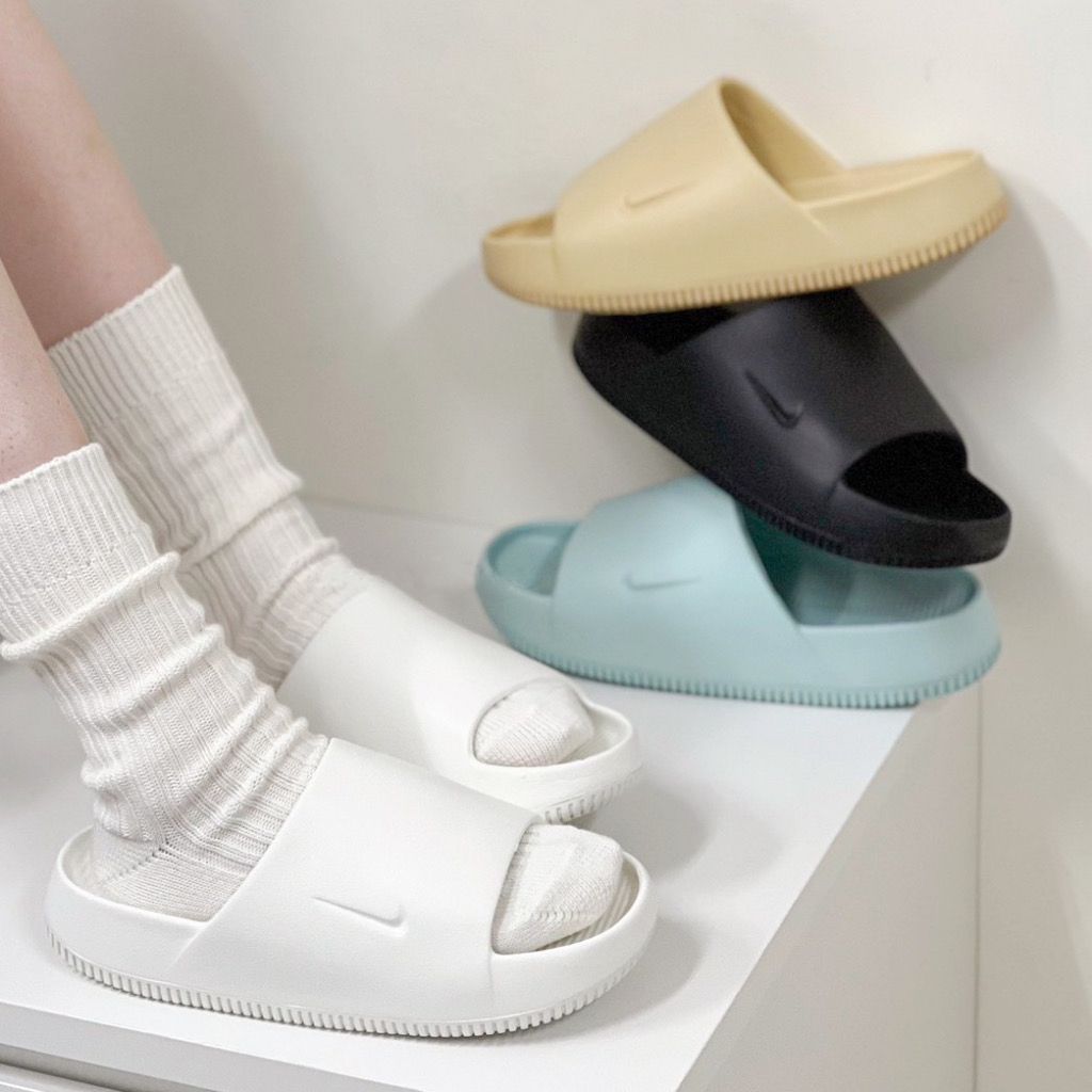 日本購入Nike Calm Slide 全黑 奶茶 防水防滑 厚底拖鞋 麵包拖鞋 男女拖鞋 FD4116-001