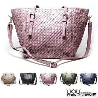 【UOU精品】質感手工編織簡約兩用托特包 斜背包 百搭潮流側背包 大方包 A4可放入 包包 女包 (附斜背帶)