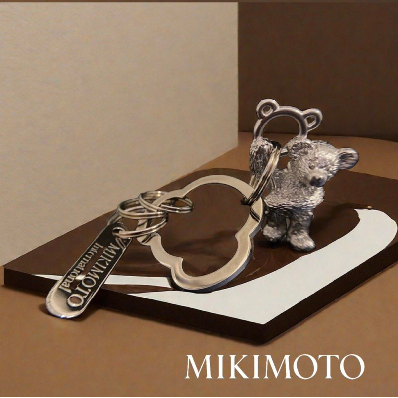 MIKIMOTO 銀色🐻熊造型鑰匙圈.日本製_全新