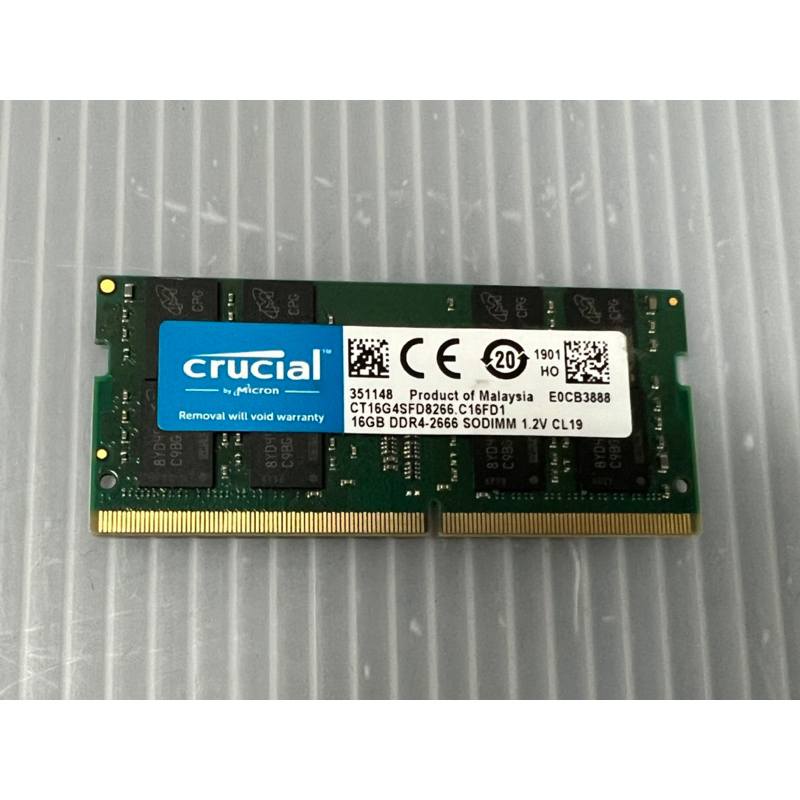 電腦雜貨店～美光Crucial 16GB DDR4 2666 筆記型電腦記憶體 二手良品 $900