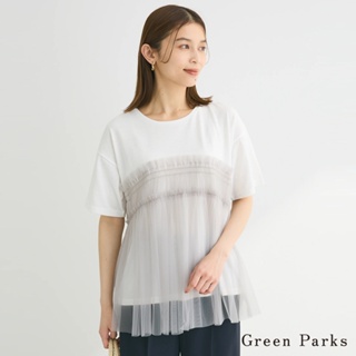 Green Parks 透明薄紗車縫拼接造型T恤(6P46L1C1200)