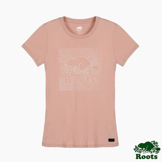 Roots 女裝- 城市悠遊系列 海狸LOGO短袖T恤-粉色M