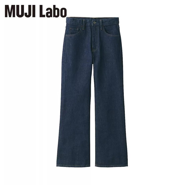 【MUJI 無印良品】MUJI Labo 日本丹寧素材寬襬褲 29吋 暗藍