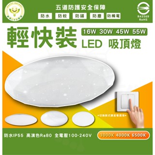 [臺灣品牌] 輕快裝 超快速安裝 吸頂燈 LED吸頂燈 客廳吸頂燈 16W 30W 防水係數IP55 浴室燈 陽臺燈