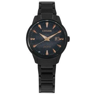 CITIZEN / 天川銀河限定款 光動能 日期 不鏽鋼女錶 藍x鍍黑 / EW2595-81L / 29mm