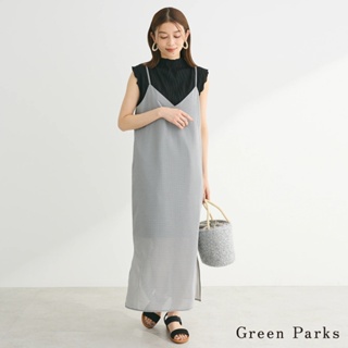 Green Parks 格紋側開衩吊帶連身裙(6P46L0H0600)