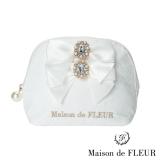 Maison de FLEUR 浪漫婚紗系列緞帶寶石弧形緹花手拿包(8A42FJJ0900)
