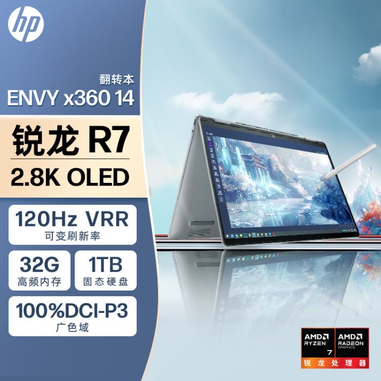 《啾吉小舖》HP 惠普 ENVY x360 14 R7-8840 AI 二合一 翻轉 輕薄筆電 120Hz OLED