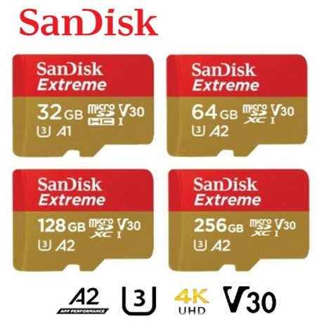 SanDisk 32G 64G 128G 256G MicroSD EXTREME 4K U3 A2 運動相機 記憶卡