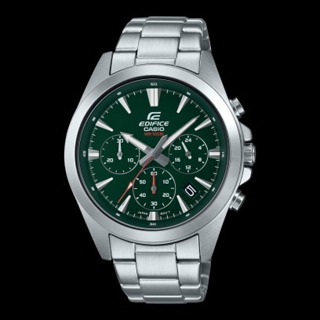 []錶子$行頭[] CASIO EDIFICE 經典極簡 三針三眼 計時紳士腕錶-綠 (EFV-630D-3A)