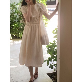 正韓製泡泡紗條紋短袖洋裝 dress 2色 ( cherrykoko 自製設計款 ) 連身裙 短袖 長裙 腰身