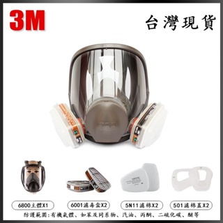 台灣現貨 12H出貨 3M防毒面具 6800 防毒面具 面罩 防塵 防油漆 全包圍面罩 6800面具 6001CN 濾盒