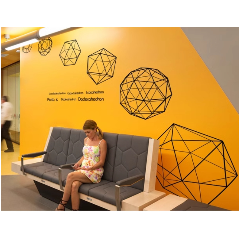 三维空間幾何圖案墙贴創意公司辦公室背景圖裝飾防水自粘贴纸贴画