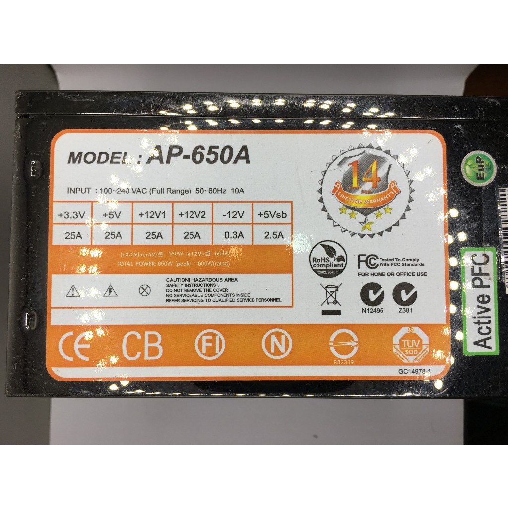 【二手】	電源供應器 - 	iCute 西華		AP-650A	600W	-	P68
