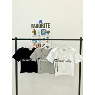 正韓N9CK家別針蝴蝶結Remarkable短版TEE