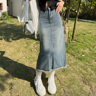牛仔裙 半身裙 中長款 S-5XL 新款夏秋高腰包臀設計感半裙小個子a字裙NA28-A--65371.衣時尚