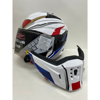 【ZEUS ZS-613H AJ45彩繪 白藍 鋼彈 附新式面甲 半罩式 內鏡片 臺中倉儲安全帽 ZS613H】