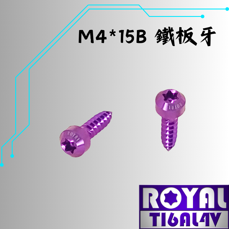 【瘋螺絲】ROYAL 鈦合金螺絲★ M4*15B 錐形 鐵板牙★ 64鈦/正鈦/鈦合金 ★ 出貨附發票 ★皇家紫