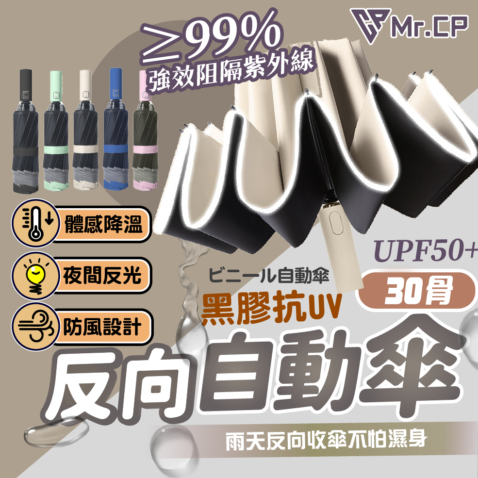 反向收傘雨水不亂噴🌧️30骨反向傘 反向自動傘 自動折疊傘 反光條雨傘 反光反向傘 反向雨傘 自動傘 雨傘