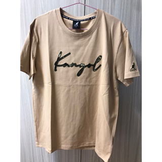 Kangol 英國袋鼠 短袖T恤（迷彩logo棉T)尺寸S 卡其