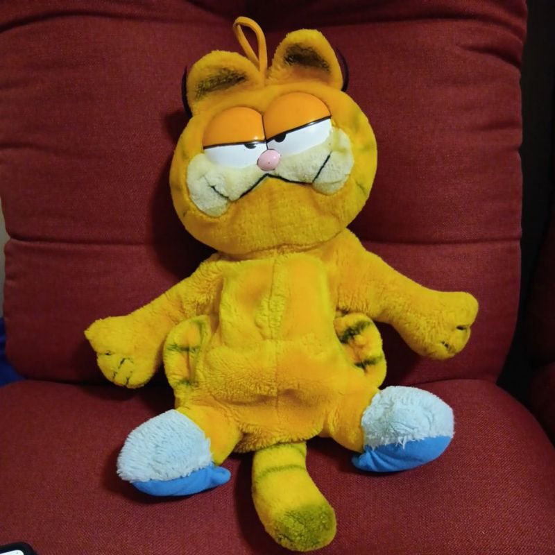 1981年 Garfield 加菲貓 穿拖鞋版 玩偶 絨毛玩具 吊飾 娃娃 早期 復古 懷舊 韓國製 絕版珍藏 找回憶