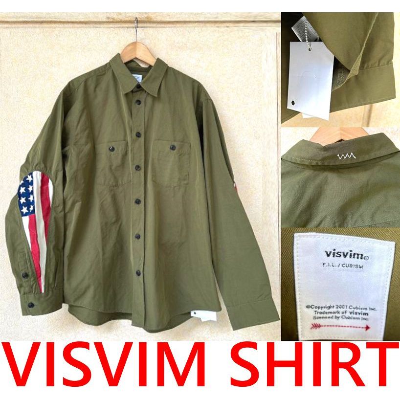 BLACK全新VISVIM美國國旗古布拼接水滴袖襯衫(稀有5號)