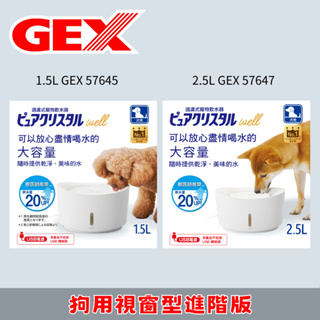 日本GEX 視窗型進階版1.5L/2.5L飲水機/狗/DC馬達低水位自動停止運作/軟水過濾棉 新款 usb