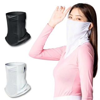 【海夫健康生活館】MEGA COOUV 冰感防曬透氣網眼面罩 黑色/白色(UV-508-2)