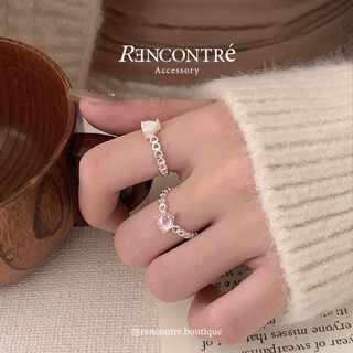 『現貨/韓國 可愛爆擊！愛心滿出來 開口戒指』Rencontre 925純銀 透明粉色 愛心 韓國愛心戒指