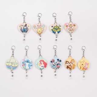 臺灣現貨｜正版迪士尼 Disney 夏日派對系列皮質伸縮證件扣 伸縮扣 易拉扣 卡套扣 鑰匙扣 識別證拉環 伸縮鑰匙圈