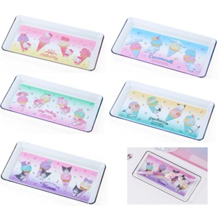 ♡松鼠日貨♡日本 正版 kitty 美樂蒂 庫洛米 大耳狗 帕恰狗 透明 長方 文具 飾品 置物盤 收納盤