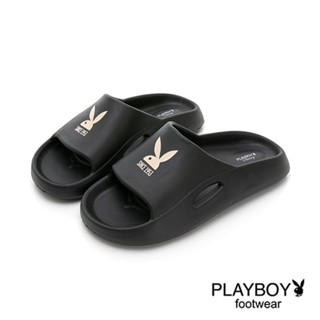 PLAYBOY 仲夏清爽 彈力輕量休閒拖鞋-黑-BIKU/B酷