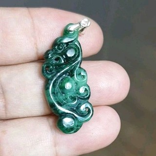 玉貴人…天然老坑種花青龍如意翡翠玉墜項鍊，特價.