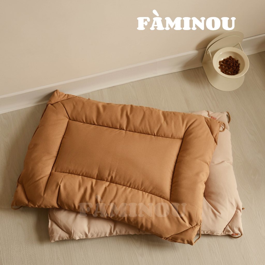 FÀMINOU．Kola焦糖奶油不沾毛澎澎躺墊 不黏毛寵物窩 寵物睡墊 寵物床 貓窩狗窩 貓床 寵物居家