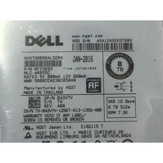 DELL SAS 8TB 12Gbps 7.2K 3.5吋 伺服器專用硬碟 共有50顆