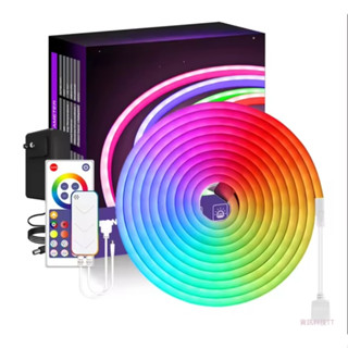 （臺灣現貨）霓虹矽膠燈條RGB-IC 帶音樂同步功能，音樂律動，跑馬流水燈條、臥室 LED 燈帶、遊戲裝飾，遙控器控制