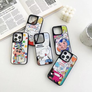 鏡面 日系卡通 蠟筆小新動漫帶磁吸 蘋果手機保護殼適用於iPhone 15 14 13 12 Pro Pro Max