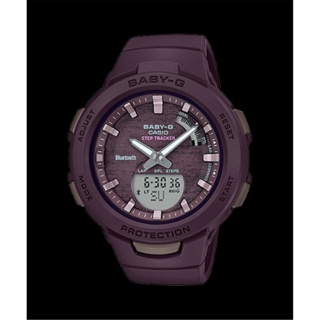 CASIO 卡西歐 BABY-G 藍牙計步 休閒 雙顯錶-紫 (BSA-B100AC-5A) [秀時堂]