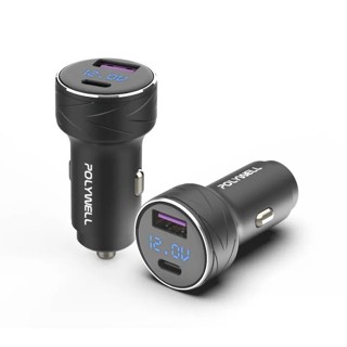TypeC + USB 27W 快充 車充 車用充電器 電壓顯示 點菸孔 點煙孔 車充頭