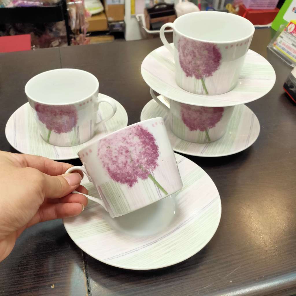 再降價.....*全新生活工場系列紫蒲公英陶瓷咖啡杯盤組-1杯+1盤一組$188元