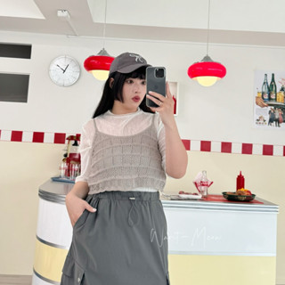 Want-Meow招財貓旺鋪/臺灣現貨/90公斤可穿/日系吊帶短版百搭針織背心/中大尺碼背心