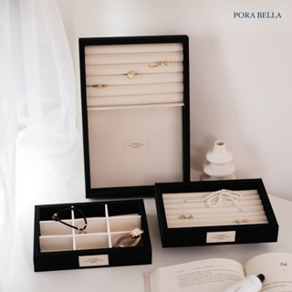 <Porabella>新款質感黑色木質首飾盒 質感珠寶盒 ins風收納飾品盒 飾品戒指項鍊耳環耳夾收納 展示架展示收納盒