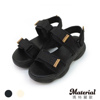 Material瑪特麗歐 【全尺碼23-27】女鞋 涼鞋 MIT雙帶魔鬼氈厚底涼鞋 T6800