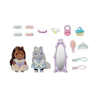 Sylvanian Families日本森林家族 溫馨家庭人物配件 時尚小馬好朋友組(人物*2 配件*12 鏡子)家家酒